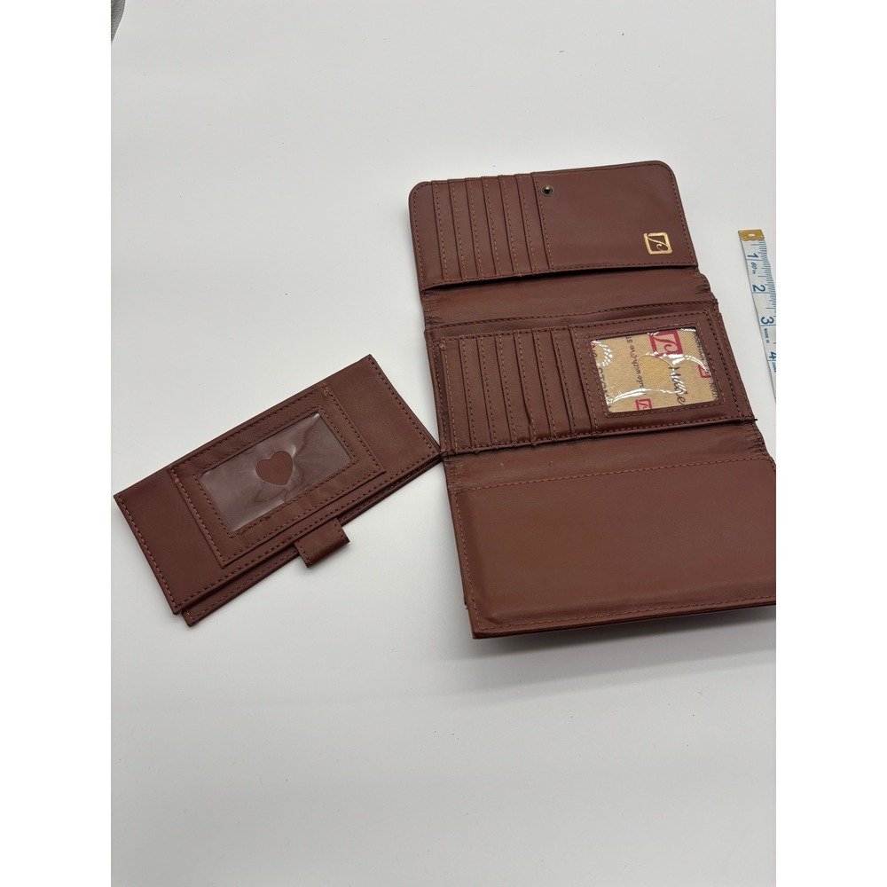 Stone Mountain USA Leather Trifold Wallet Clutch Brown Zip Pocket Card Holder - Picture 7 of 7